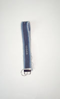 Wristlet style keychain - Authentic blue Gucci upcycle ribbon on denim