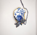 Oyster Shell Ornament Blue floral with dragonfly embellishment — Coastal Charm for Your Everyday Essentials (Copy)