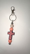 Silicone cross bead keychain