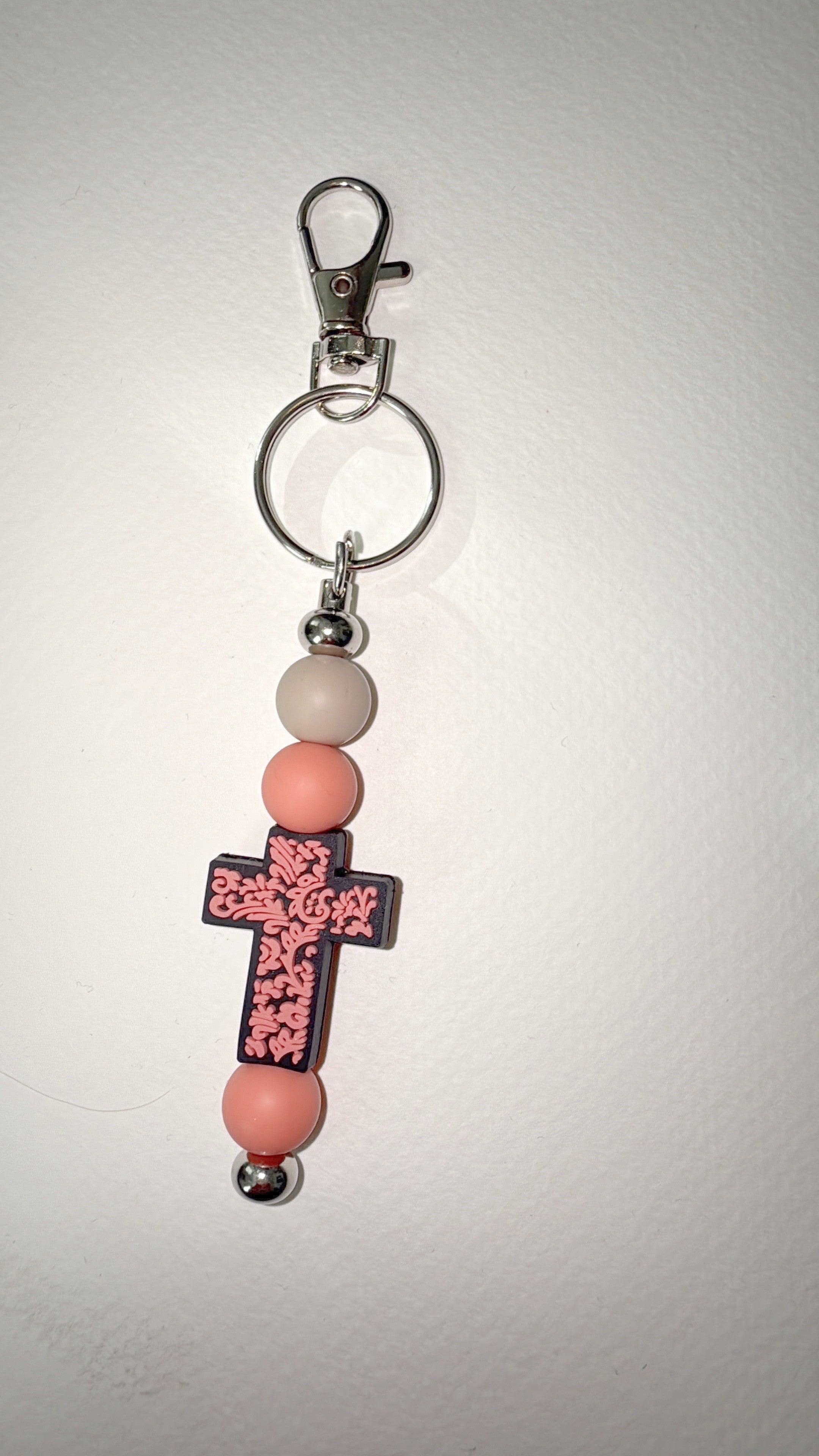 Silicone cross bead keychain