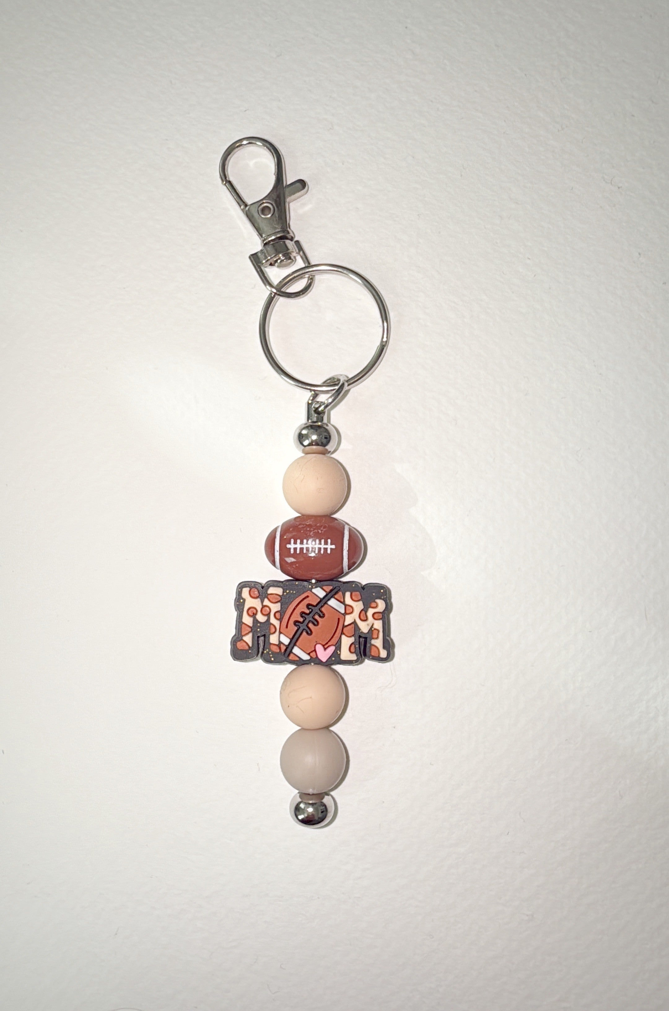 Football mom silicone bead keychain