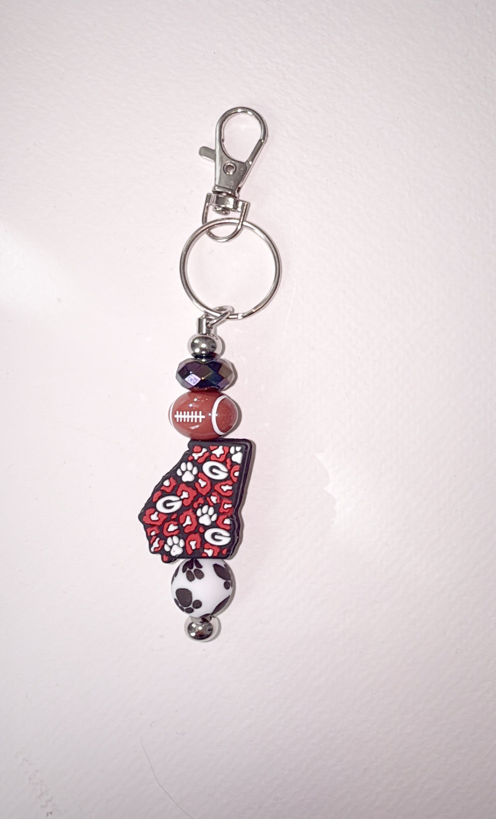 University of Georgia silicone bead keychain/ bag charm