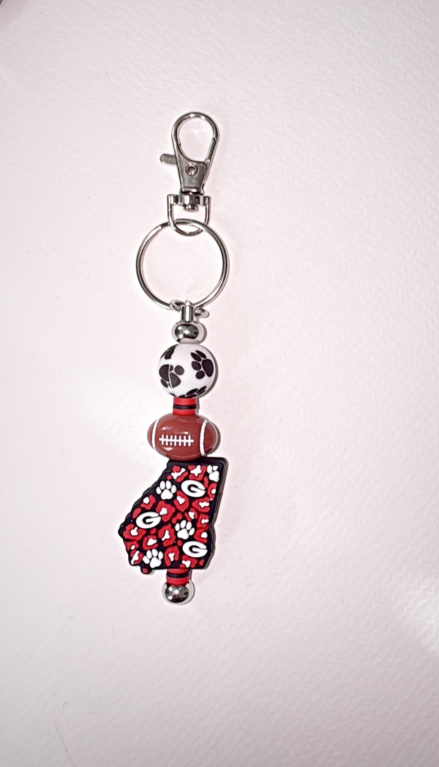 University of Georgia silicone bead keychain/ bag charm