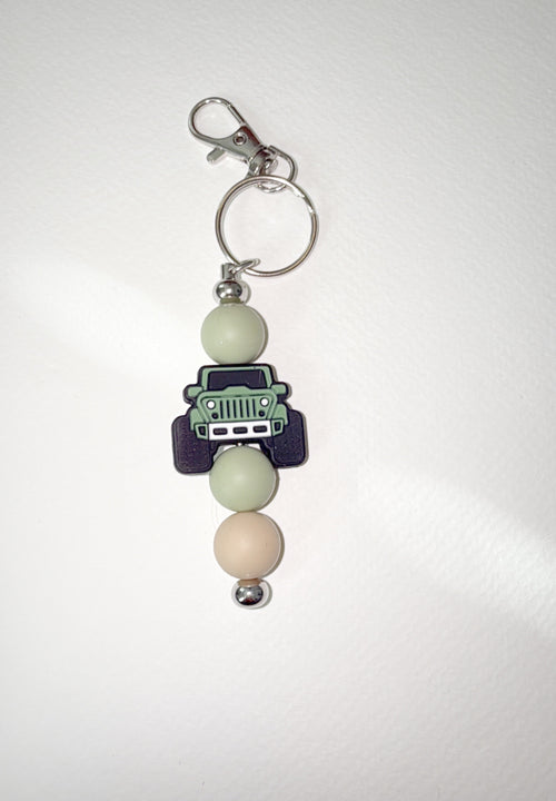 Silicone Jeep Bead Keychain - varying color
