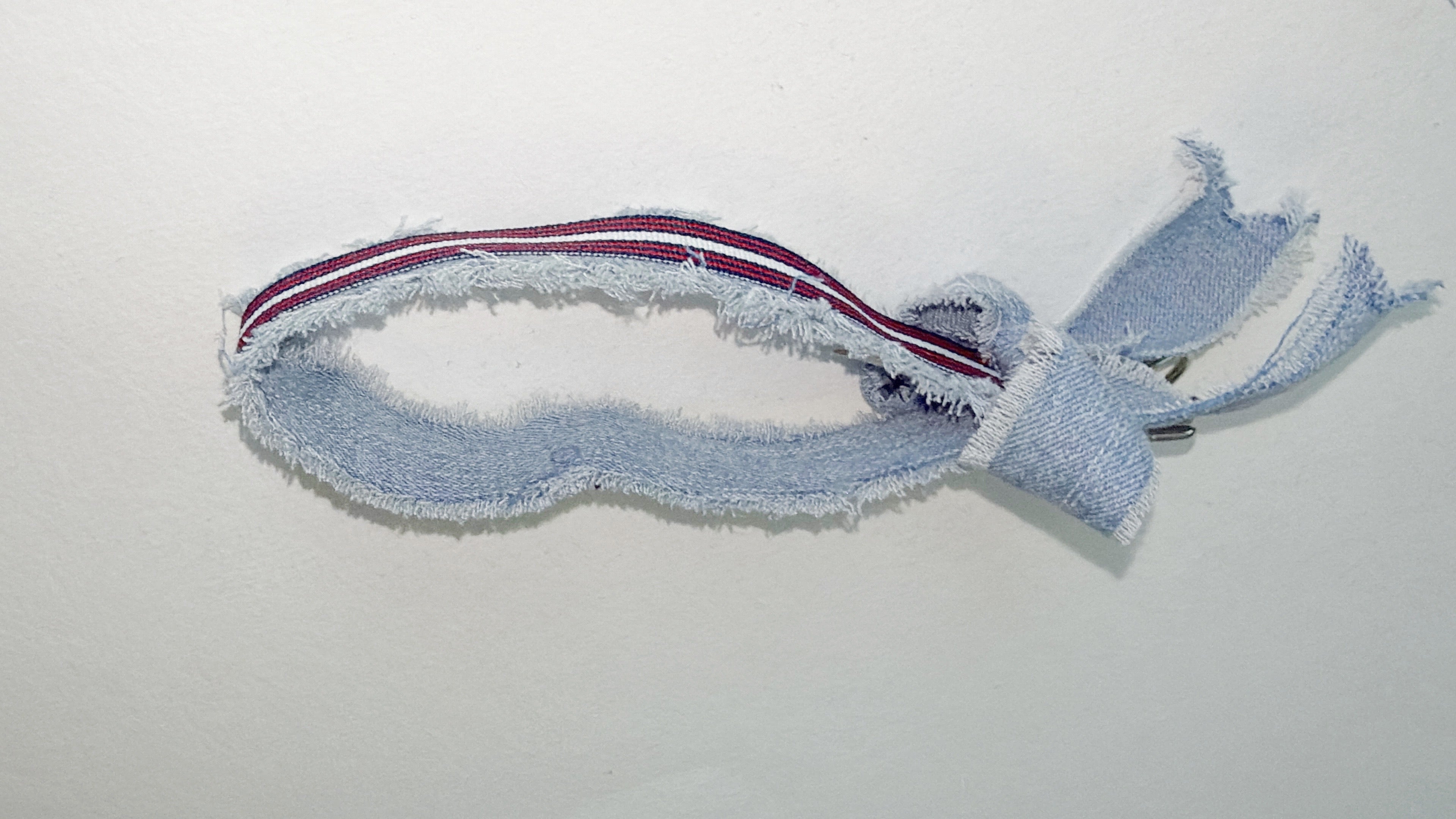 wristlet keychain - light denim, patriotic/ nautical ribbon and large denim bow