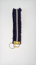 wristlet keychain - blk denim, gray faux leather with gold stud