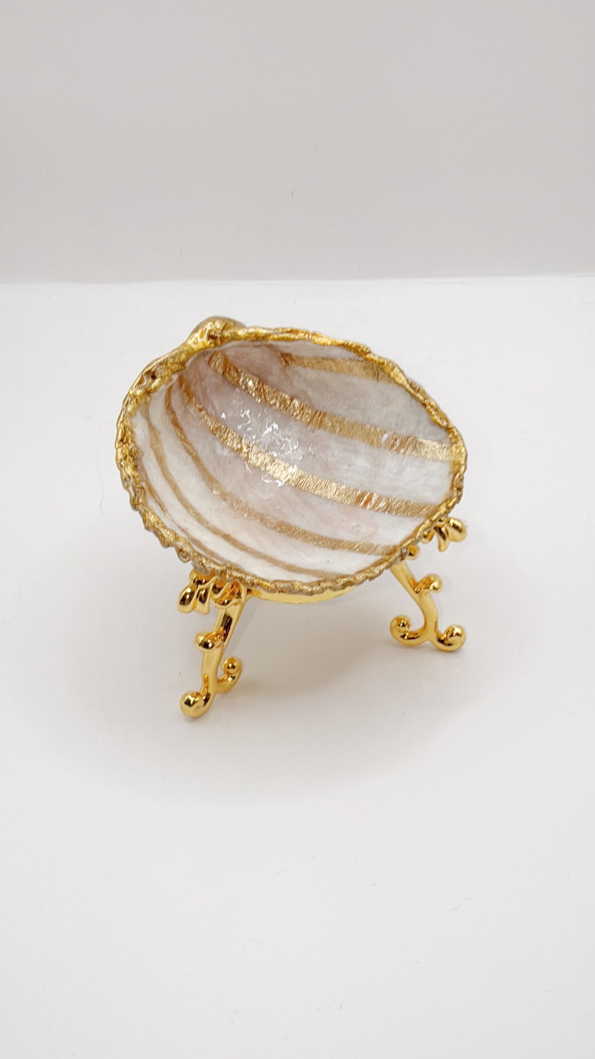 Shell Trinket Dish, Gold Stripe — Coastal Charm for Your Everyday Essentials