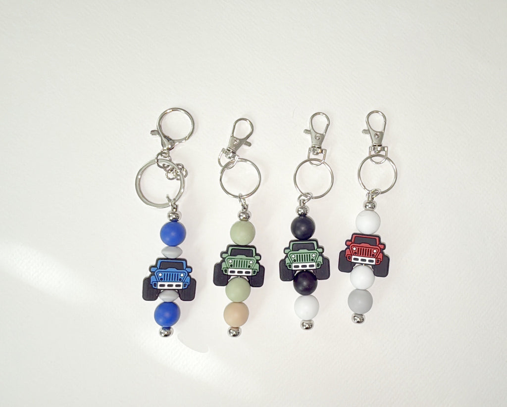 Silicone Jeep Bead Keychain - varying color