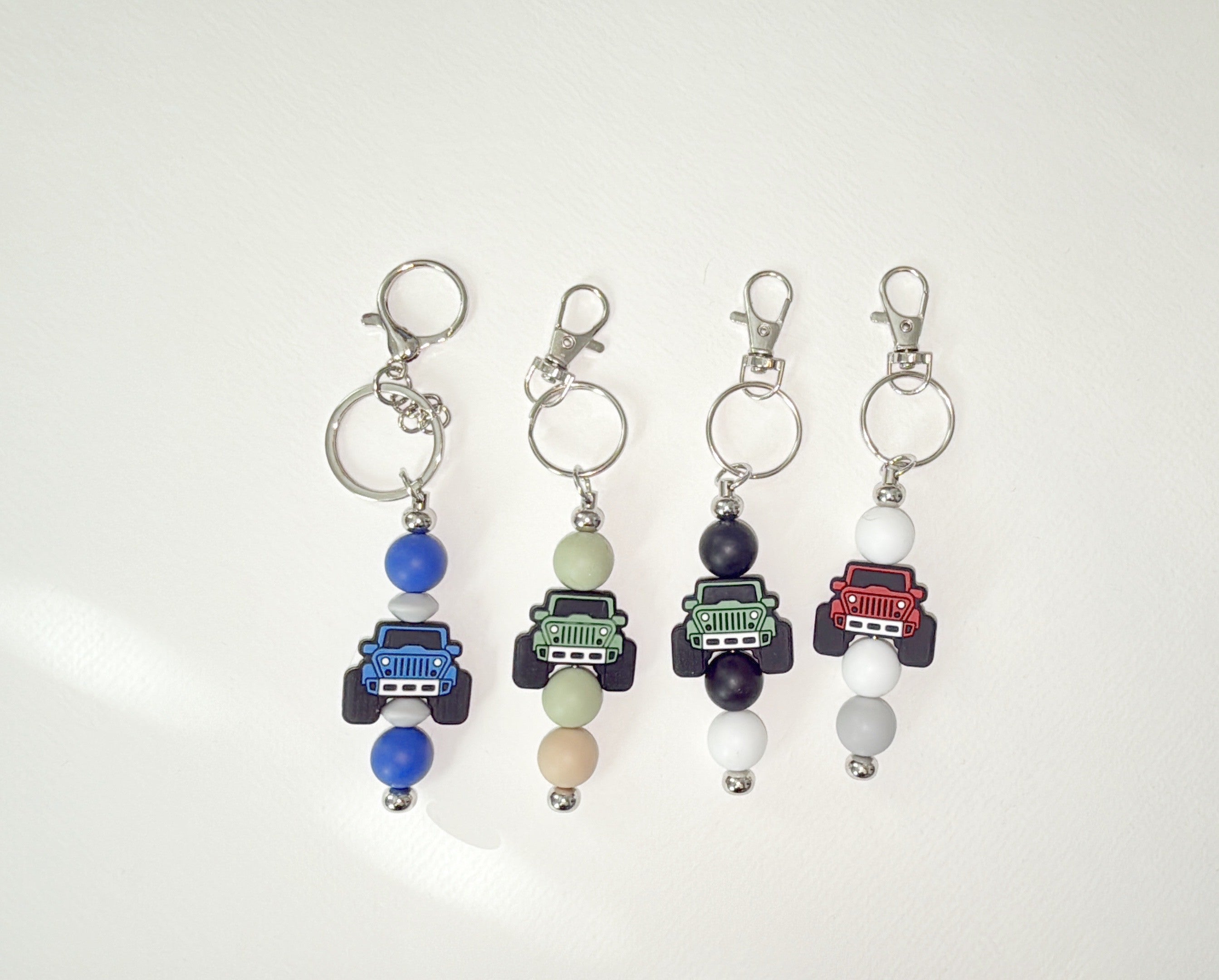 Silicone Jeep Bead Keychain - varying color