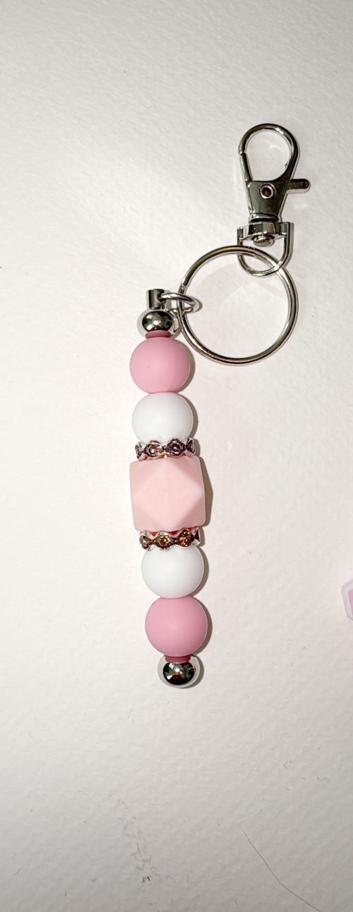 Pink Silicone beaded Keychains - 3 variants
