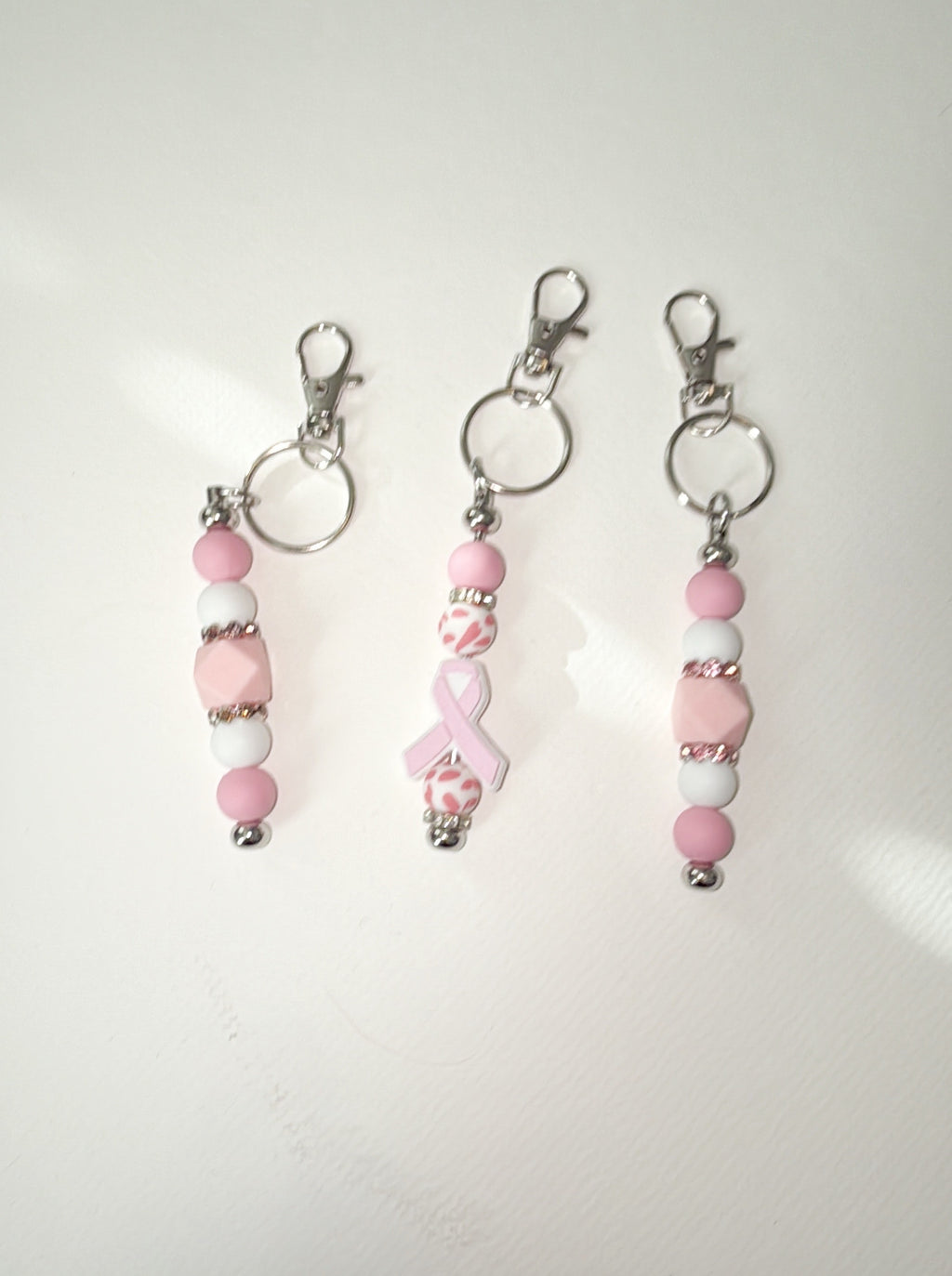 Pink Silicone beaded Keychains - 3 variants