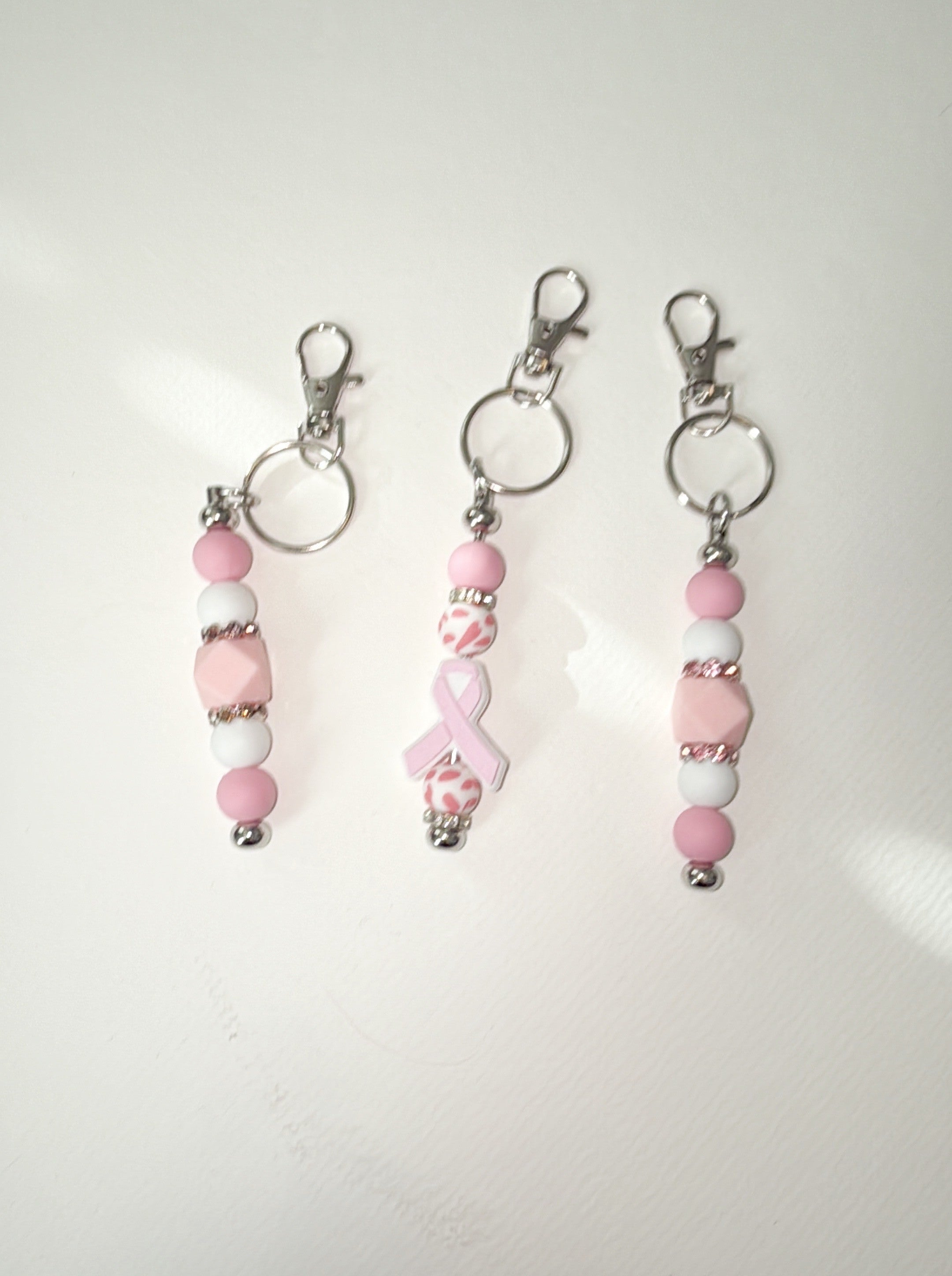 Pink Silicone beaded Keychains - 3 variants