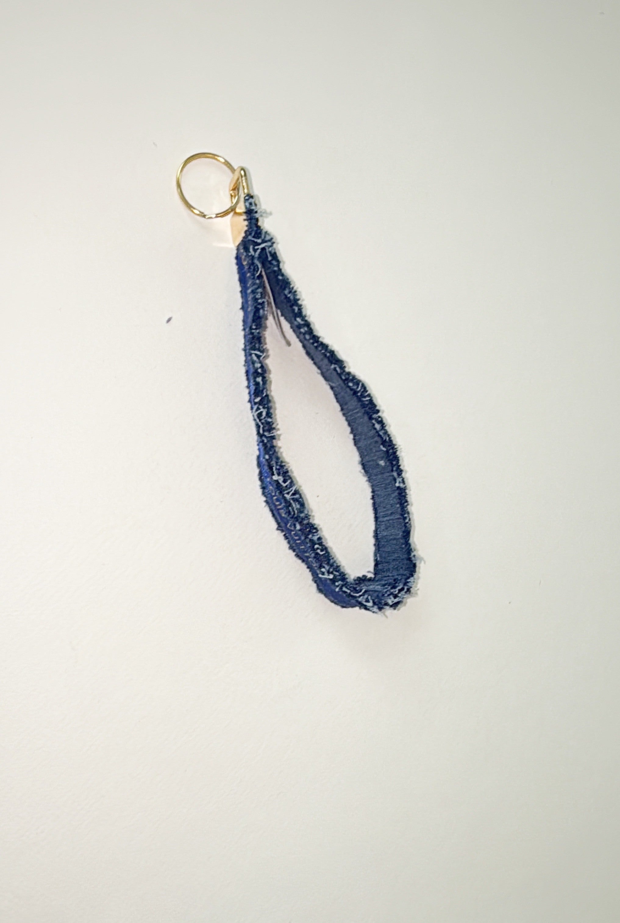 Wristlet keychain - light denim with Authentic upcycled Louis Vuitton ribbon