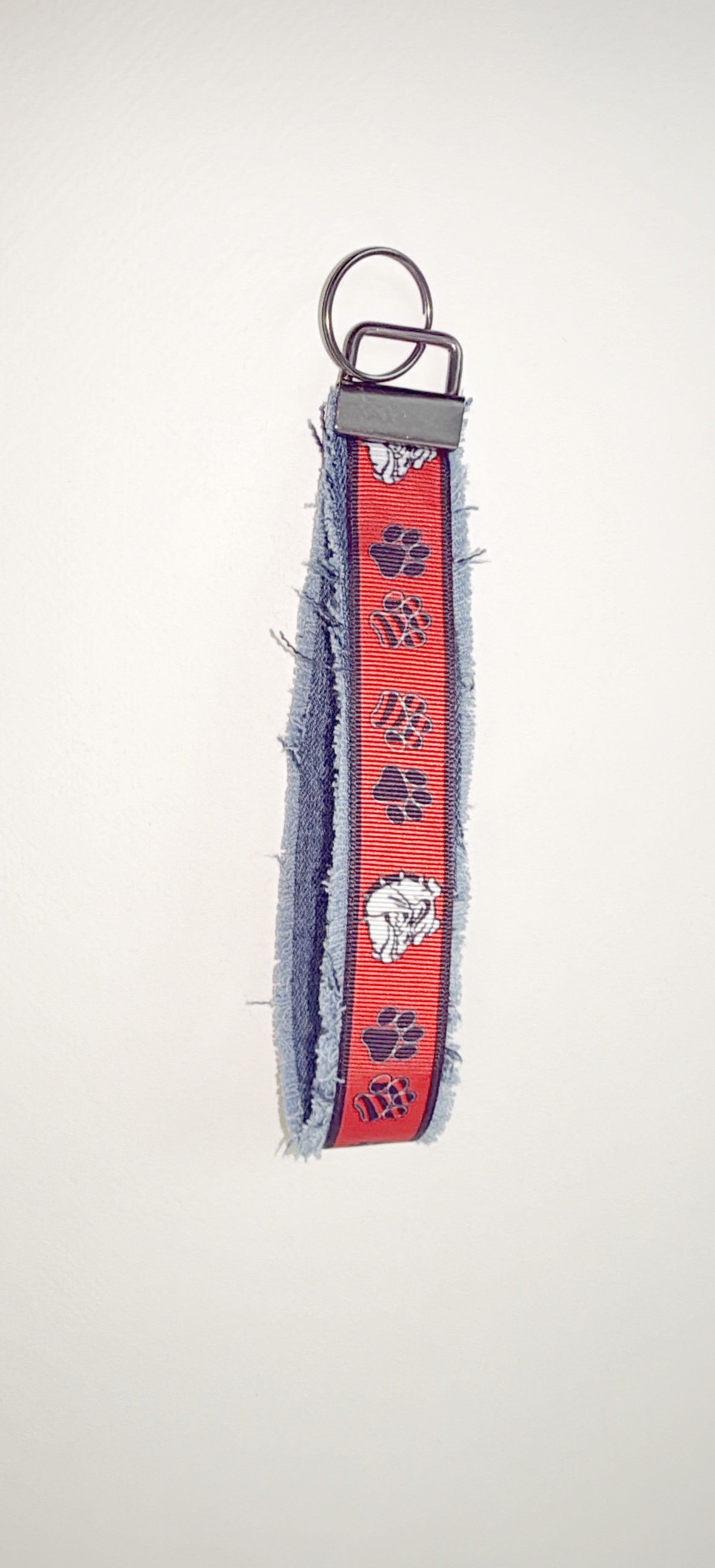 University of Georgia Wristlet keychain - Ribbon and denim