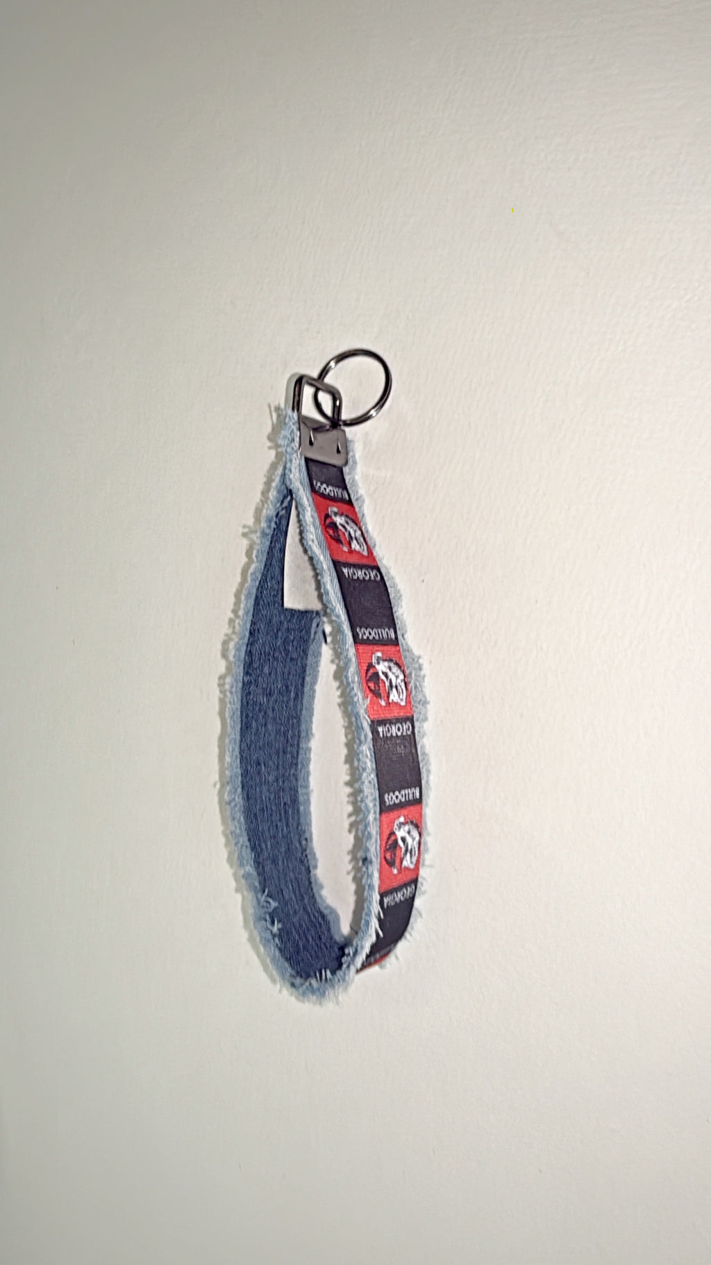 University of Georgia Wristlet keychain - Ribbon and denim